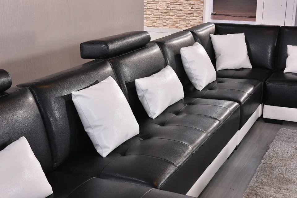 2018 nyata bergegas muebles muebles de sala sectional sofa desain u bentuk 7 seater lounge sofa kualitas baik harga murah kulit