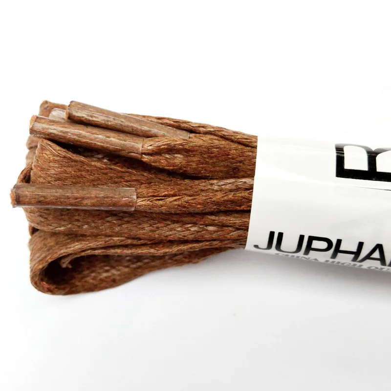 JUP1-12 Pair Yellow Brown Waxed Cotton Flat Shoelaces Leather Shoestring Boot Sport Shoelace Unisex Sneakers Shoe Lace wholesale