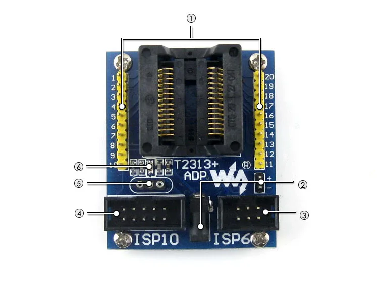 ATtiny2313 ATtiny4313 AVR SOIC20(300 mil) ISP 10-pin/6-pin ISP программируемый адаптер тестовое гнездо