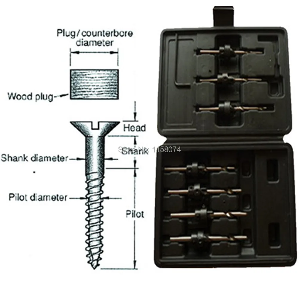 7 PC Tampered and Hardened Countersink Drill Bit Set Woodworking Tools