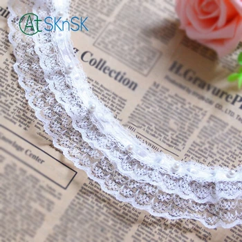 

Fashion DIY Craft Guipure Lace 5 Yard / lot White double layer ribbon beading lace trim clothes fabric hair accessory bow collar