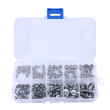 

SHGO-160Pcs/Set M2 M2.5 M3 M4 M5 Pan Head Screws Nuts Assortment Kit Stainless Steel Cross Screws Hex Nut Fastener Hardware