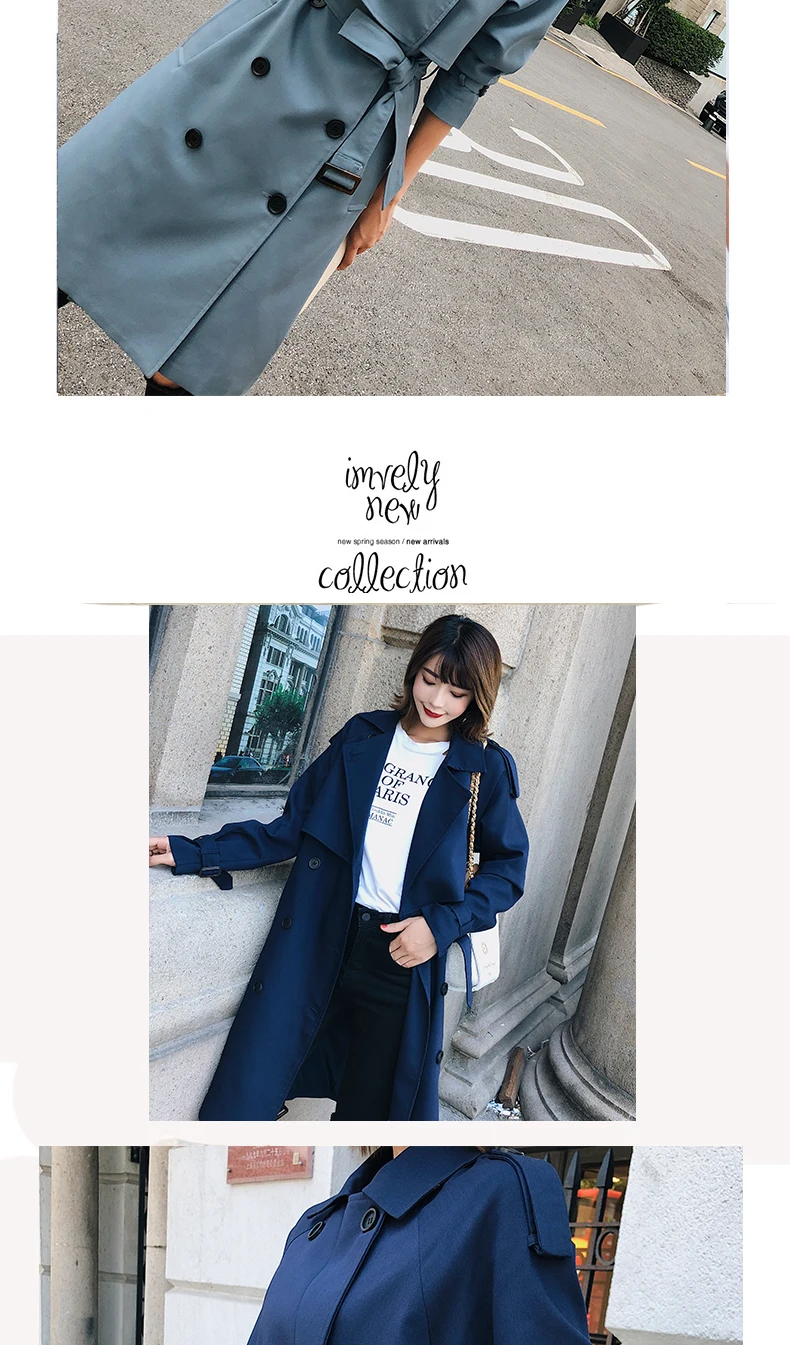Fitaylor New 2020 Double Breasted Mid-long Trench Coat Women Casual Slim Belt Cloak Vintage Windbreaker Outwear