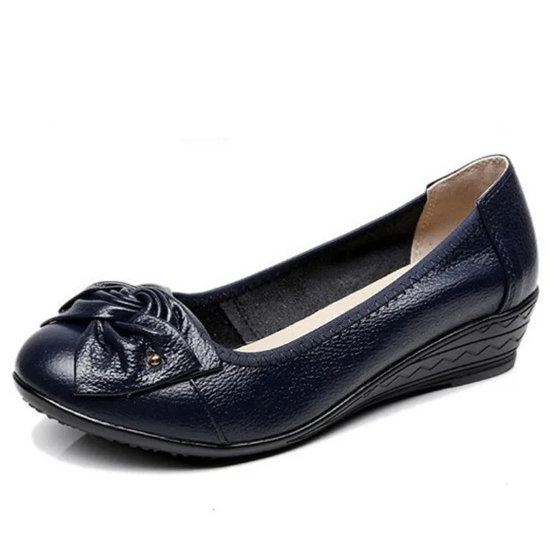 TIMETANG/новые туфли из натуральной кожи на танкетке; женские весенние туфли на высоком каблуке, увеличивающие рост; женские винтажные туфли-лодочки; Zapatos - Цвет: Blue 01