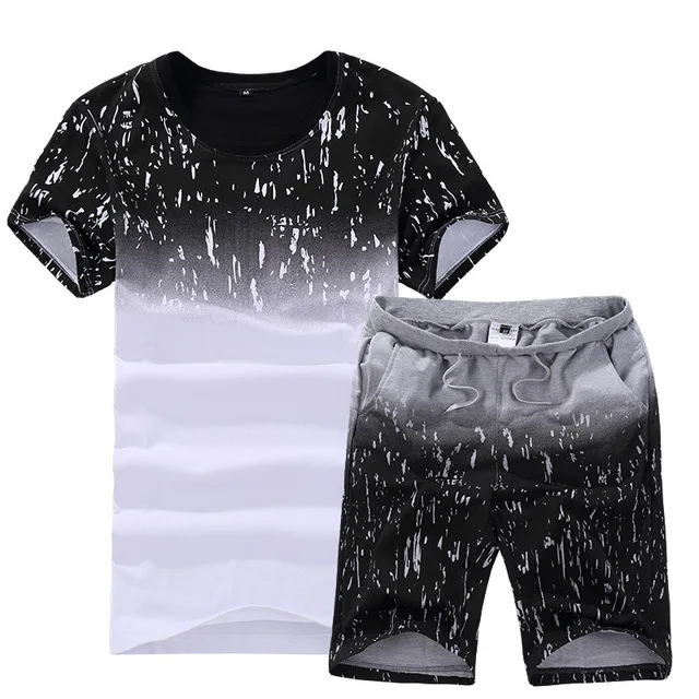 Summer new men's short-sleeved T-shirt Korean sports suit clothes men's casual sports suit