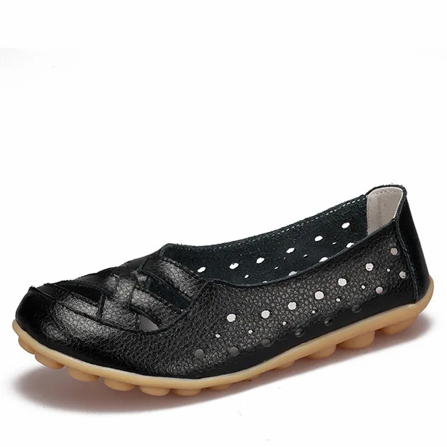 Г. летняя обувь с перфорацией женские мокасины из натуральной кожи на плоской подошве без застежки женские лоферы дышащие женские мокасины 35-41 - Цвет: Lightblue