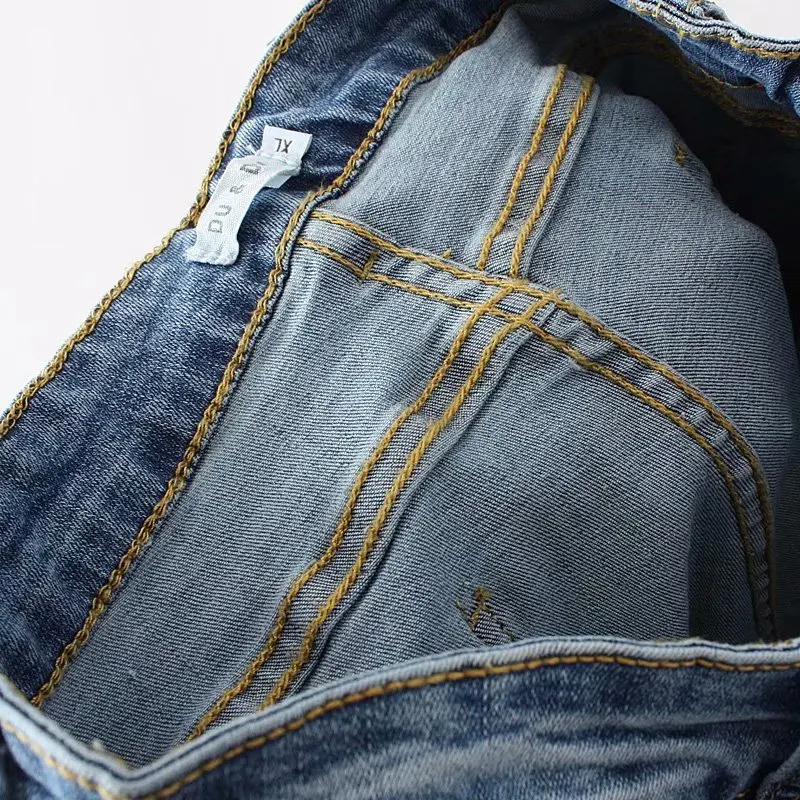 2018 осенью новый большой Размеры Для женщин одежда простые высокие эластичные нарушение джинсы Повседневное простые джинсы с красный край