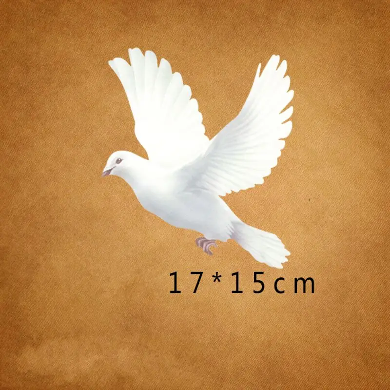 

17x15cm Fashion Peace Dove Iron On Stickers Washable Appliques A-level Patches Heat Transfer For T-shirt DIY Accessory Clothes