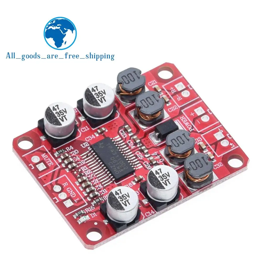 TZT TPA3110 цифровой усилитель мощности модуль 2x15 Вт двухканальный стерео DIY динамик усилитель электроники дизайн PCB DC 12V красный|Интегральные схемы| | АлиЭкспресс