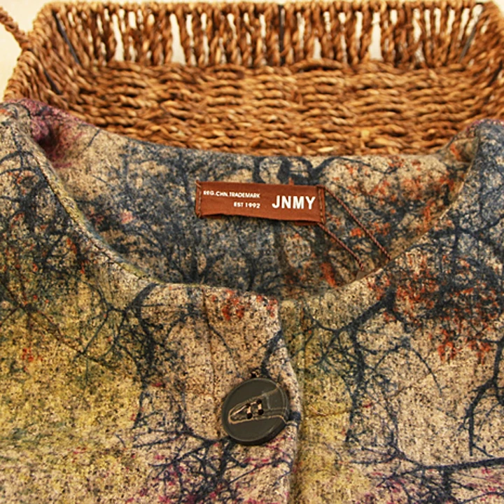 Coat Women 2019 Spring Autumn Vintage Woolen Outerwear Female Print Thickening Overcoat Loose Trench Casual Long Jackets E15189