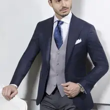 Темно-синий как лучший мужчина/подходит для мужской костюм свадебное платье ночные костюм(куртка+ брюки+ галстук+ жилет