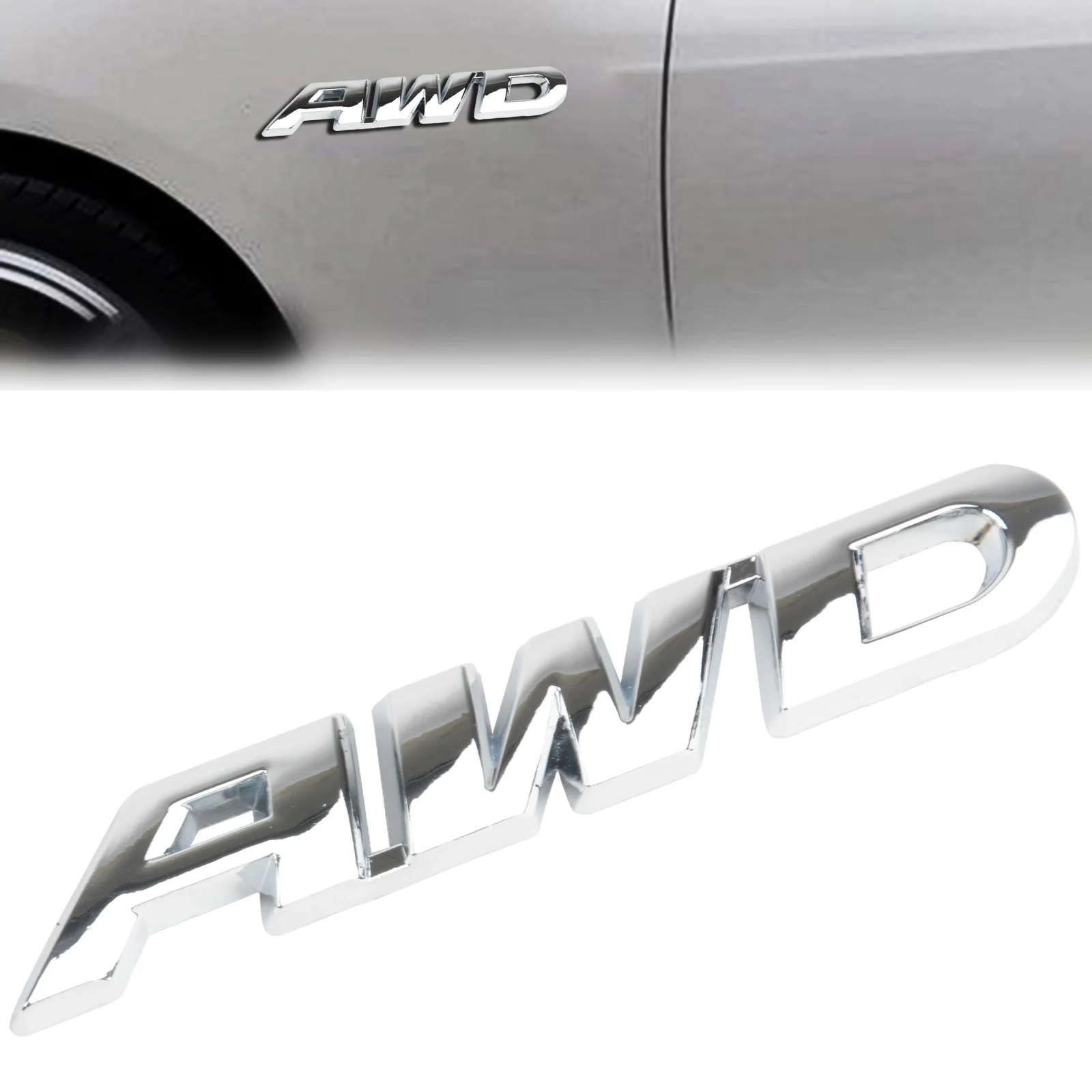 

Mayitr Hot 3D Metal AWD Silver Emblem Sticker Car Body Badge Stickers Decal 4 Wheel Drive SUV Off Road for Honda Subaru 9*1.5CM