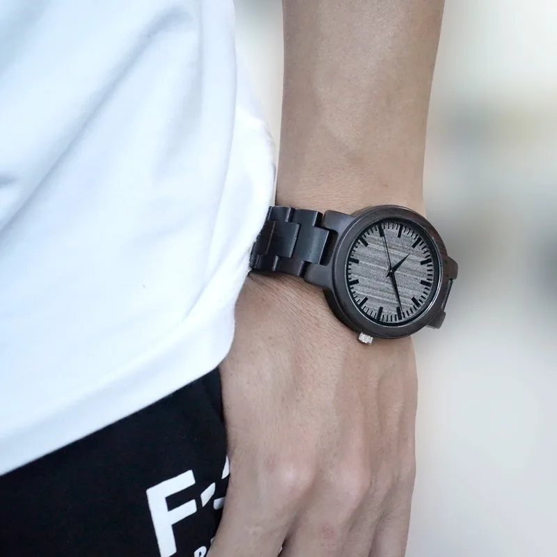 Мужские часы BOBO BIRD из черного дерева с деревянным ремешком, кварцевые аналоговые часы kol saati, роскошный циферблат, диаметр, логотип на заказ