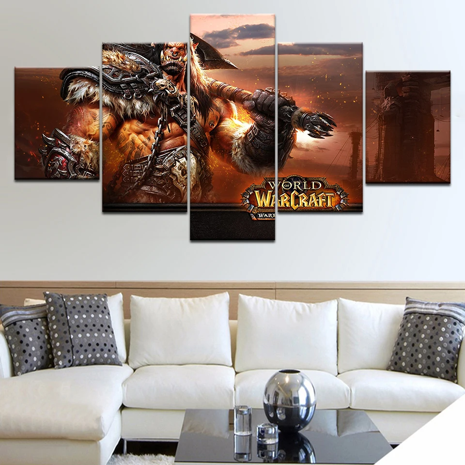 Waliicorners 5 Panel HD Printed WOW game posters wall Print On Canvas Art Painting For living room modern home decoration artwork 8 HTB1Mt23doGF3KVjSZFoq6zmpFXaY