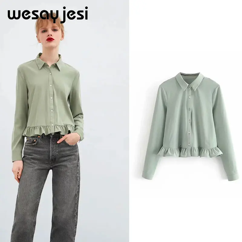 

2019 blusas mujer de moda england style long sleeve solid turn-down collar neck streetwear kimono blouse womens tops and blouses