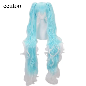 

Snow Miku Cosplay Wig VOCALOID Hatsune Miku 120cm Long Blue Grey Mixed Synthetic Hair Cosplay Wigs Chip Removable Ponytails