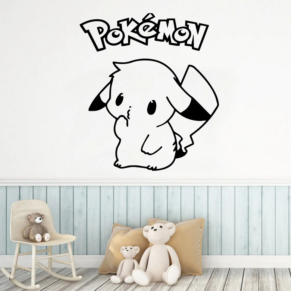 

Exquisite pokemon Vinyl School Wall Stickers Wallpaper Bedroom Nursery Decoration Accessories For Baby Room Vinyl Mural