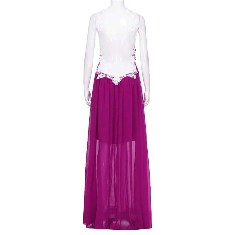 Fashion summer dress 2018 dress Women Sleeveless Lace Patchwork V Neck Party Evening Dress Elegant Maxi Dress vestido Y04#N (7)