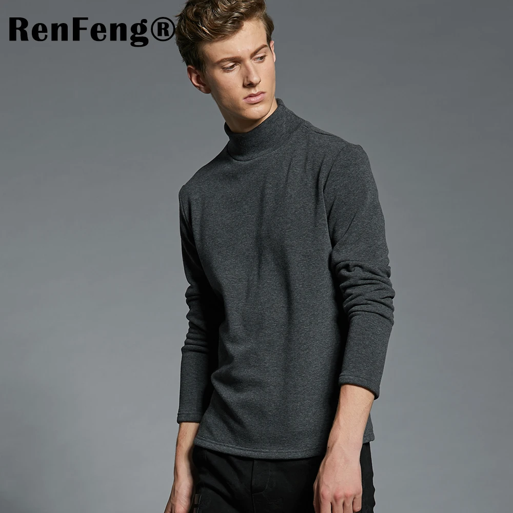 Men's Cotton Undershirts Underwear Long Sleeved Undershirt Spring Turtleneck Shirts Bodybuilding Solid Color Thermal Basic Shirt (1)