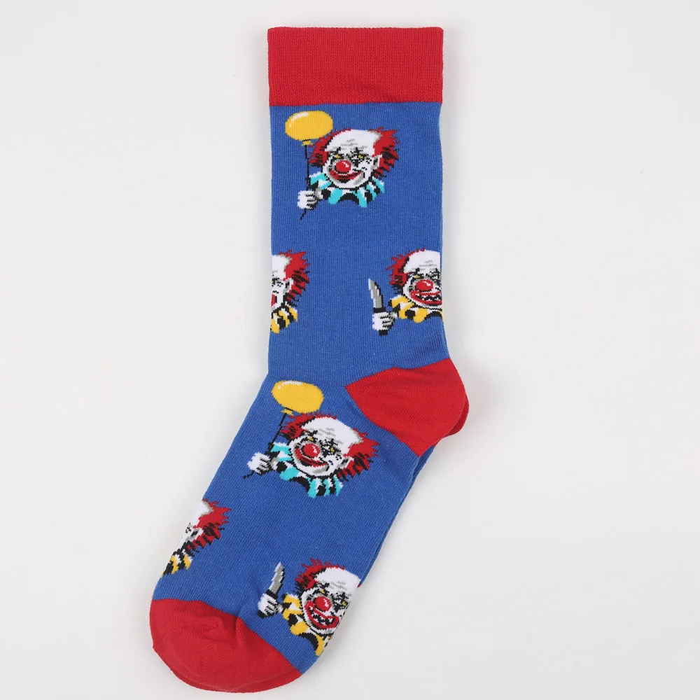 Modeager Colorful Winter Thick Skate Cool Men Socks Shark Pizza Food Animal Fruit Novelty Long Socks for Men - Цвет: b286