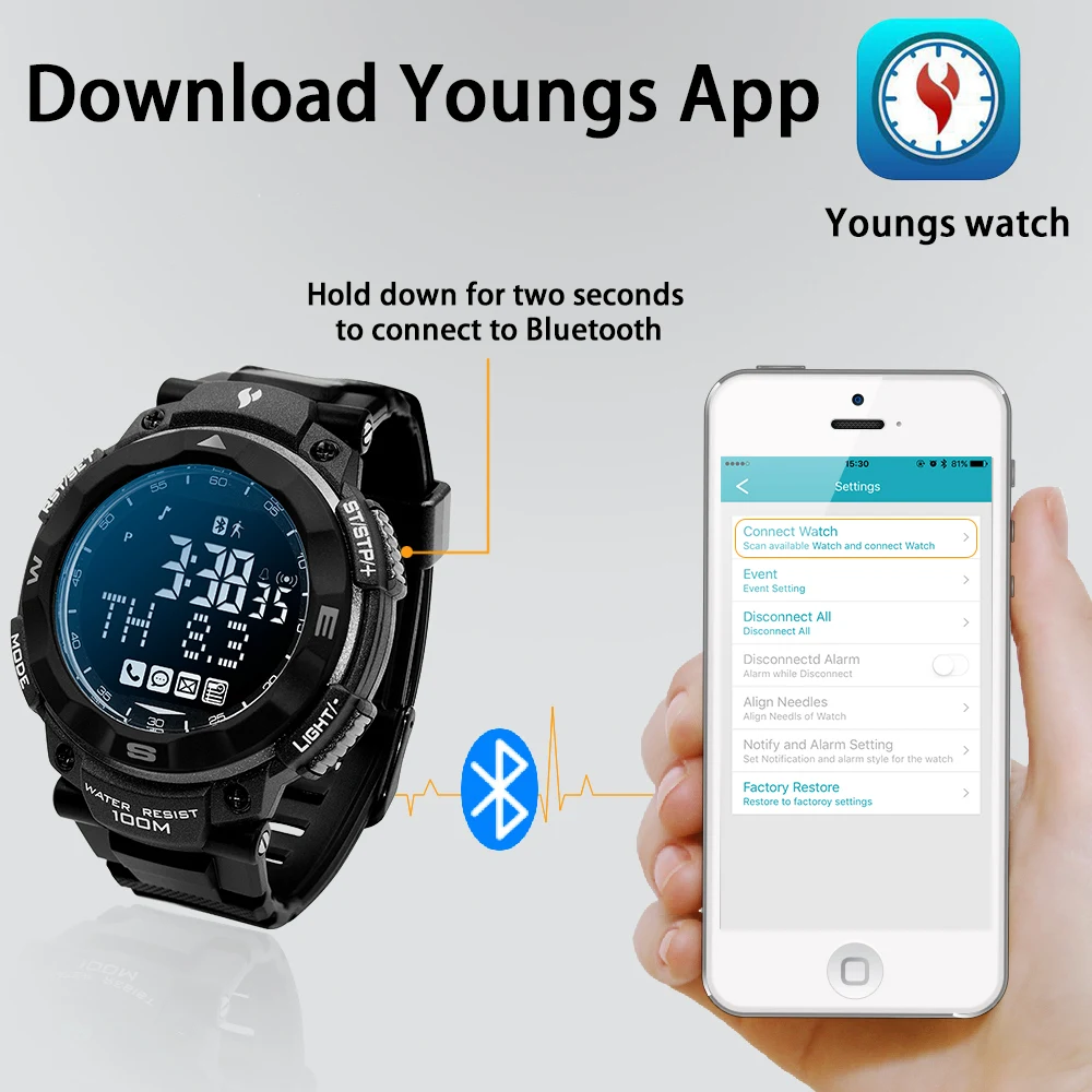 Smart Watch Men Android/ iOS 100M Waterproof Outdoor Wearable Devices Youngs MF5 Bluetooth Smart Health Electronics Digital Smart Watch Men Android/ iOS 100M Waterproof Outdoor Wearable Devices Youngs MF5 Bluetooth Smart Health Electronics Digital