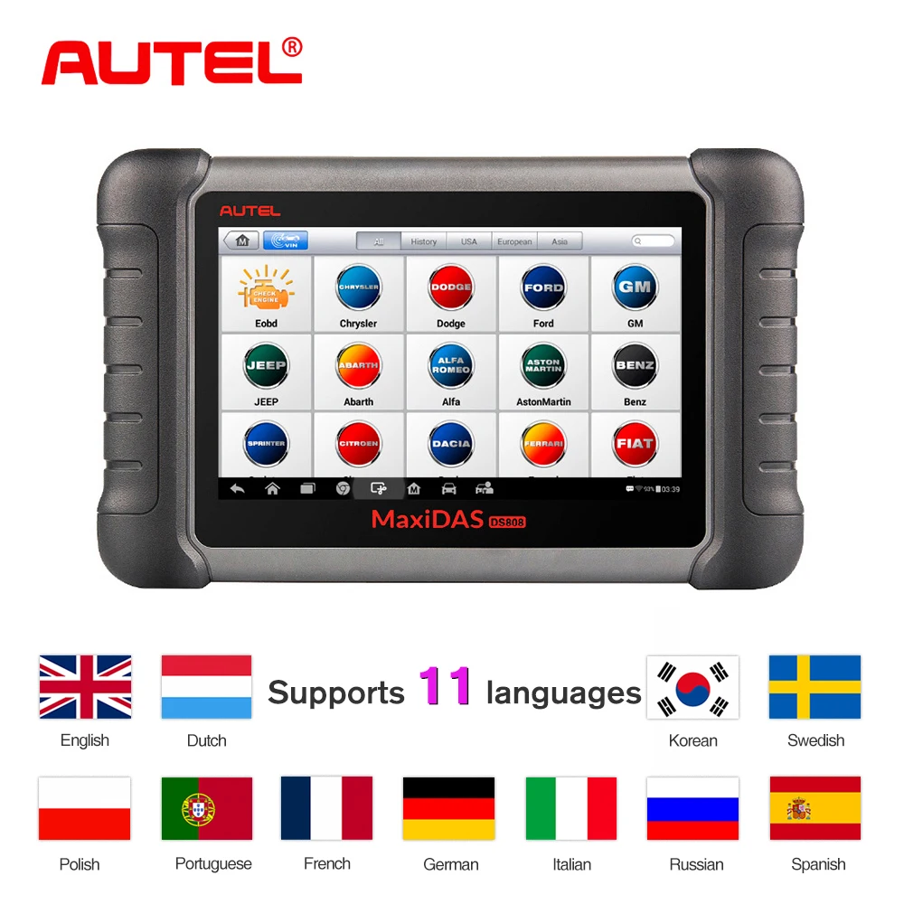 Autel MaxiDAS DS808K OBD2 Scanner Car Diagnostic Tool Key Programmer Full System with OBD adapters Better than launch x431