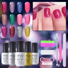 HNM инструмент для маникюра, набор неоновых лаков для ногтей, 3 шт гель для ногтей 1+ 1 верхнее покрытие, Базовое покрытие, 7 шт./лот, набор для маникюра, набор для лаков