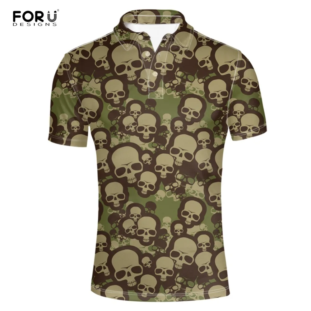 

FORUDESIGNS Shirt Men Fashion Skulls Printing Summer Men's Clothing Male Big Plus Size Short Sleeve Shirts for Men 2018 New