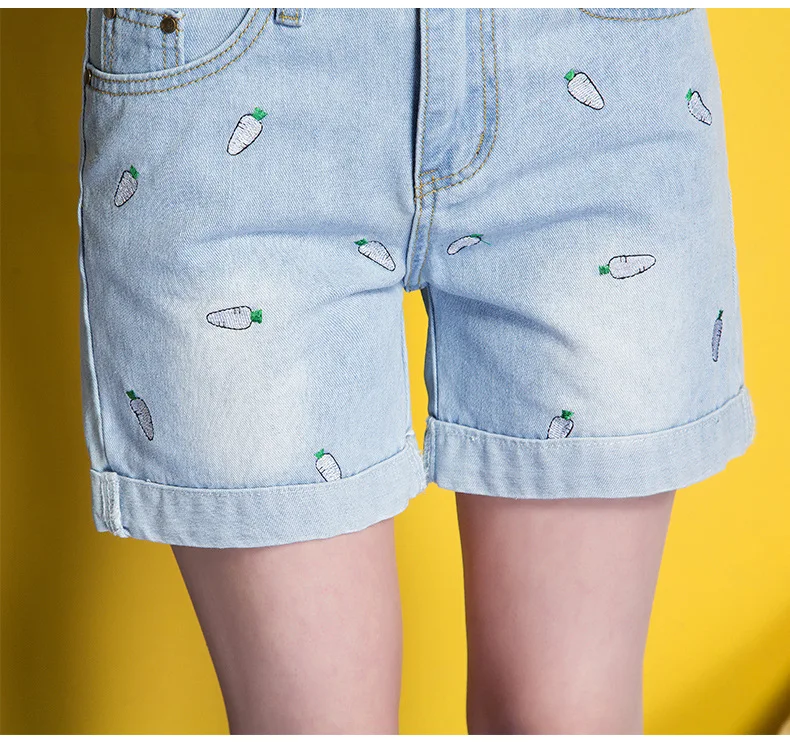 oversized womens embroidery shorts radish straight casual white short