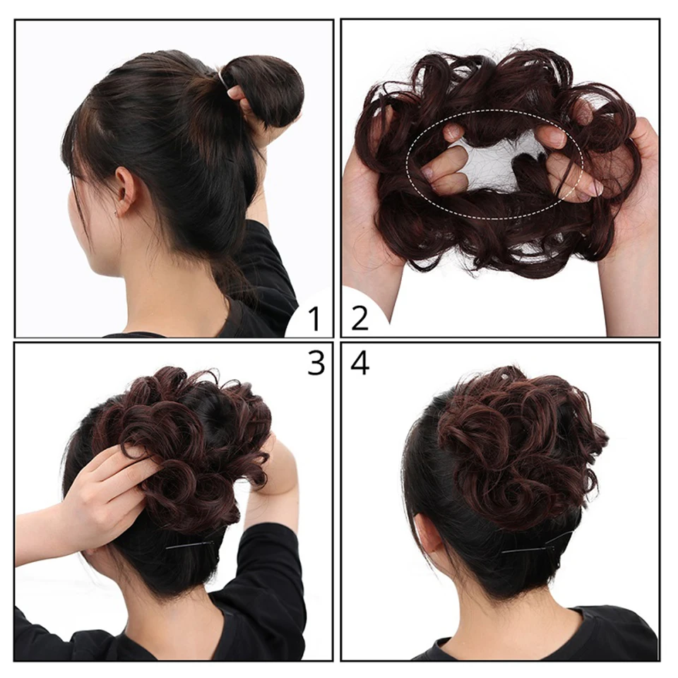 MEIFAN синтетические Короткие Culry Chignon поддельные волосы булочка для женщин эластичная резинка для волос лента для наращивания волос шиньон