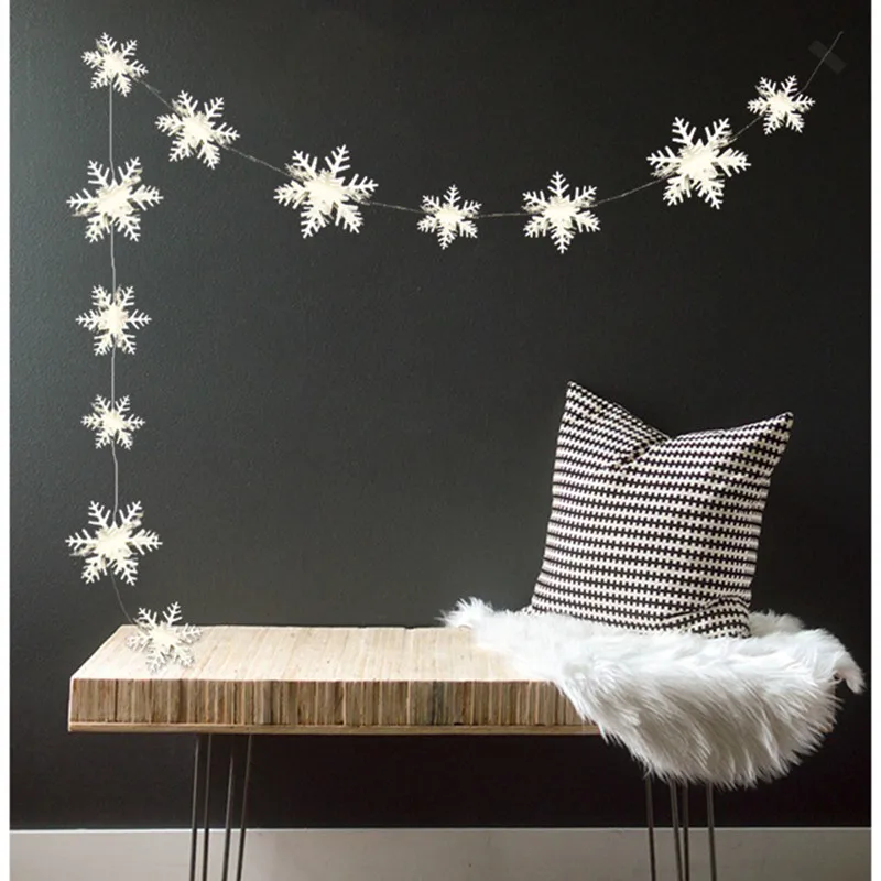 Cute Snowflake Shape Paper Garland Christmas Wedding Scene Winter Decorations New Year Snowflake Banner Frozen Party Supplies 3M