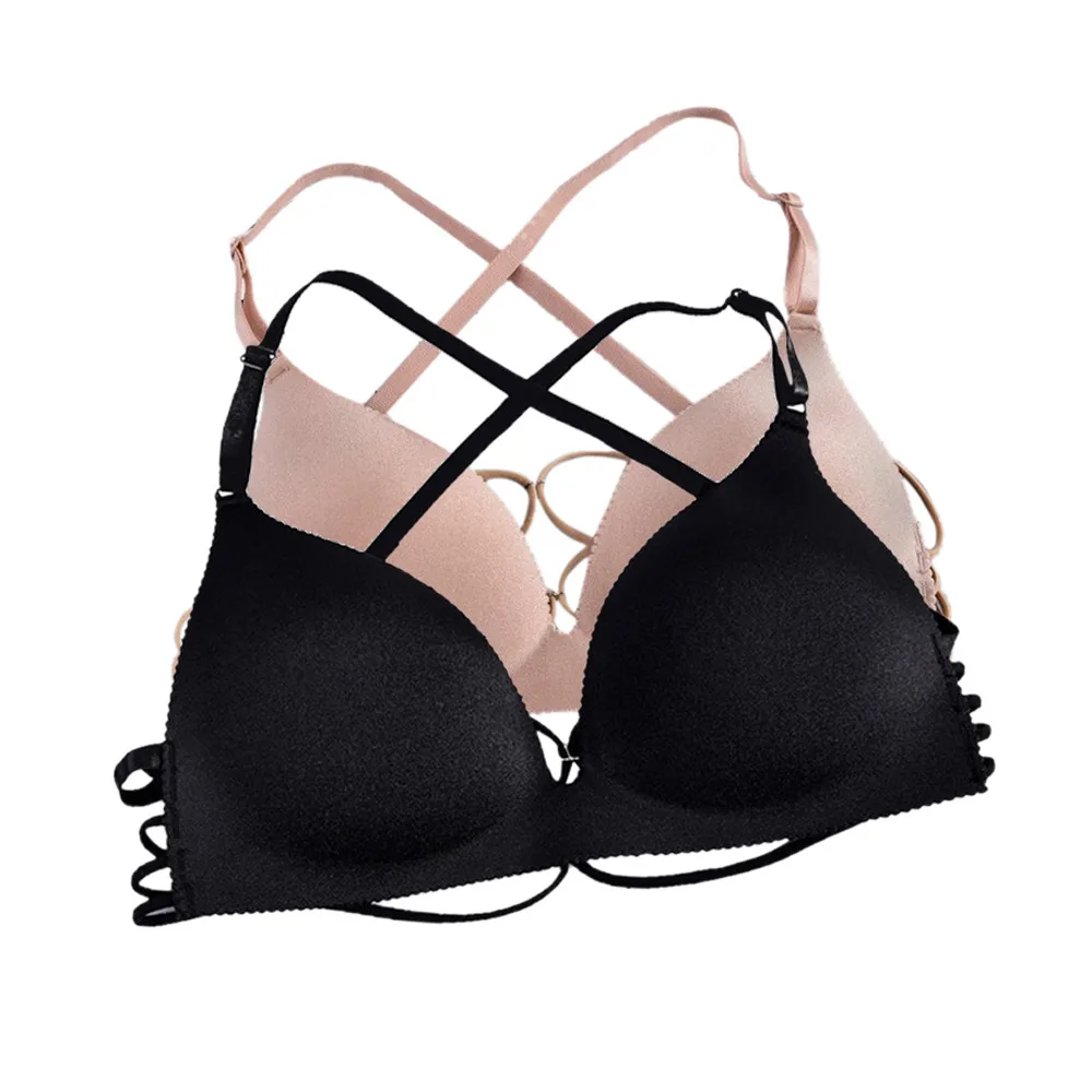 Women Sexy Push Up Bras Wireless Front Closure Bra Top Vest Breathable