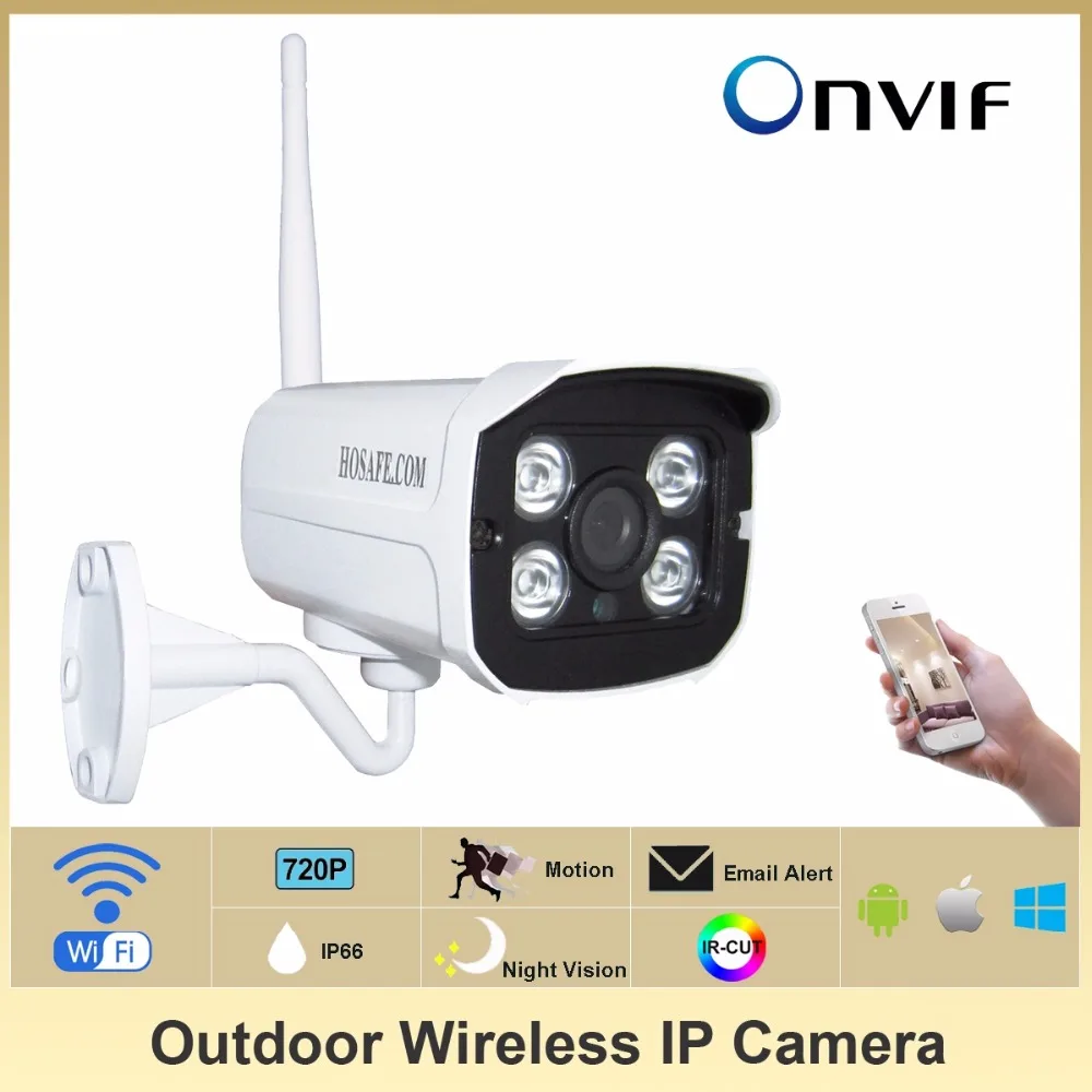 

HOSAFE SV1MB1W 720P Wireless Outdoor HD IP Camera with ONVIF H.264 Motion Detection and E-mail Alert IP66 Free Shipping