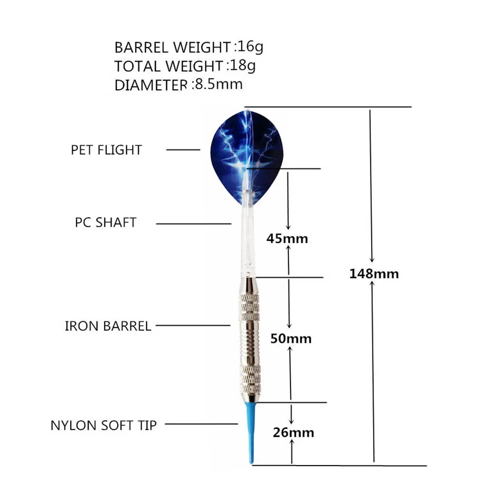 3 шт. 18 г Профессиональный безопасный дартс набор мягкий пластик Совет Железный баррель PC валы PET рейсы конкурс обучение Dart