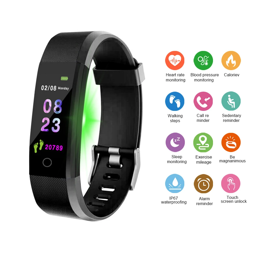 

Abay Men Smart Bracelet Color Screen Sports Smart Band Heart Rate Monitor Women Fitness Tracker watch Smartband smart wristband