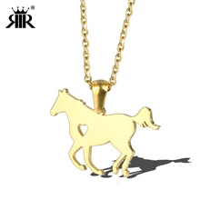 Kulit Ari Kedelai Kuda Liontin Kalung Stainless Steel Emas Balap Kuda Kuda Hewan Peliharaan Rider Charm Kalung untuk Berkuda Perhiasan Hadiah(China)