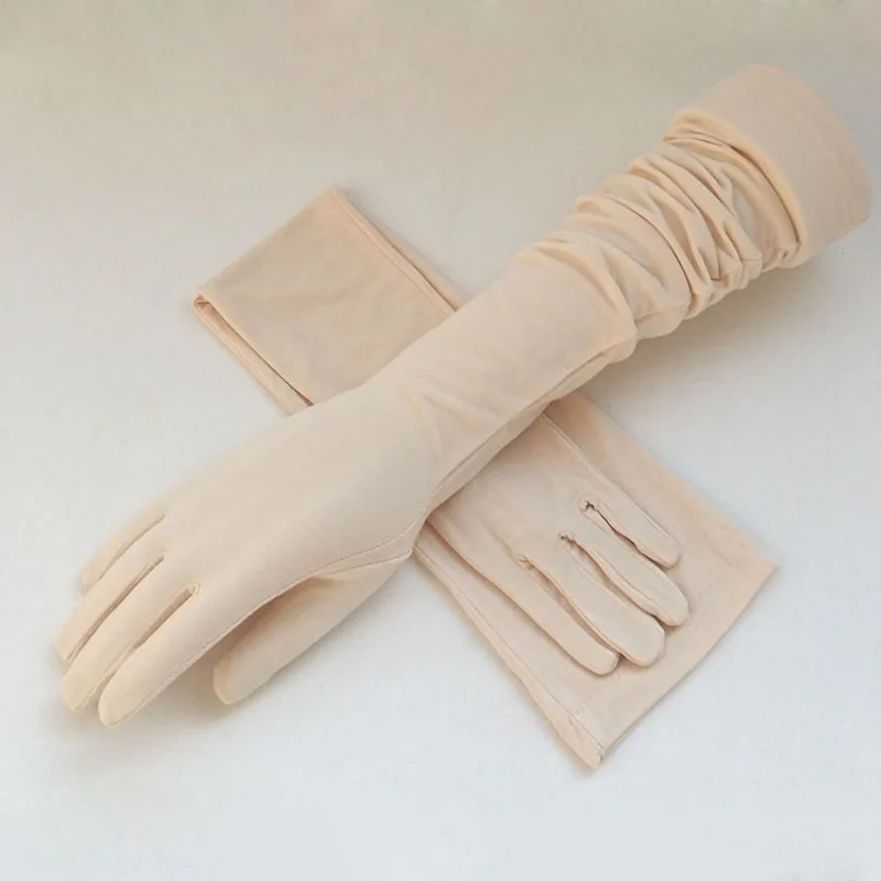 

Women Summer Long Cotton Modal Sunscreen Gloves Arm Cotton Half Finger Gloves Cuff Sun Hand Protection Anti-UV Driving Gloves