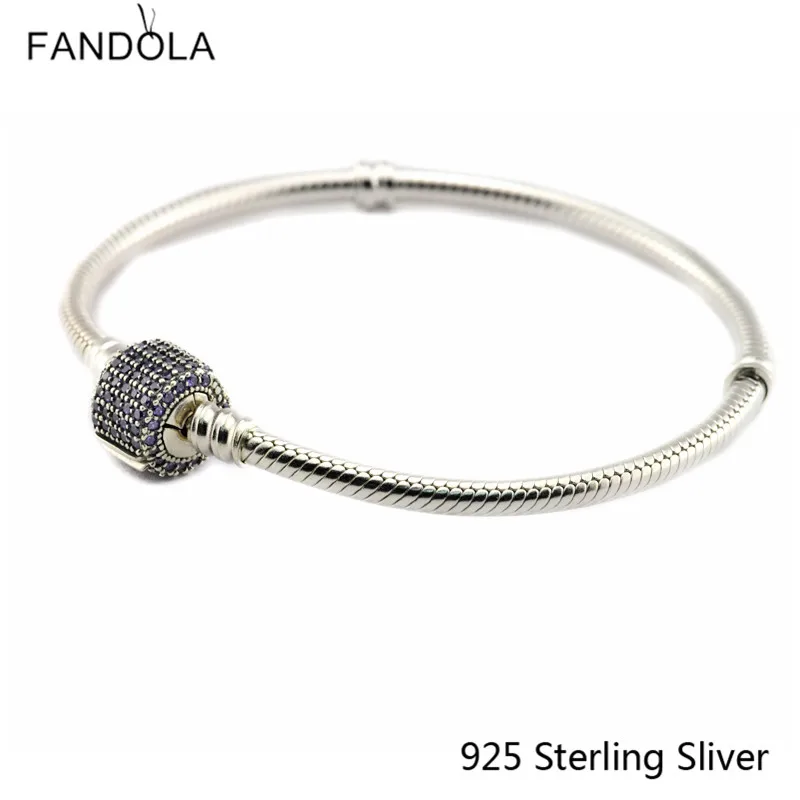 

CKK 925 Sterling Silver Signature Clasp Bracelet, Fancy Purple For Women Original Jewelry Making Holiday Gift