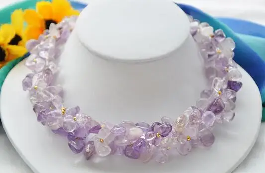 

3496 3strands lavender massive amethyst necklace