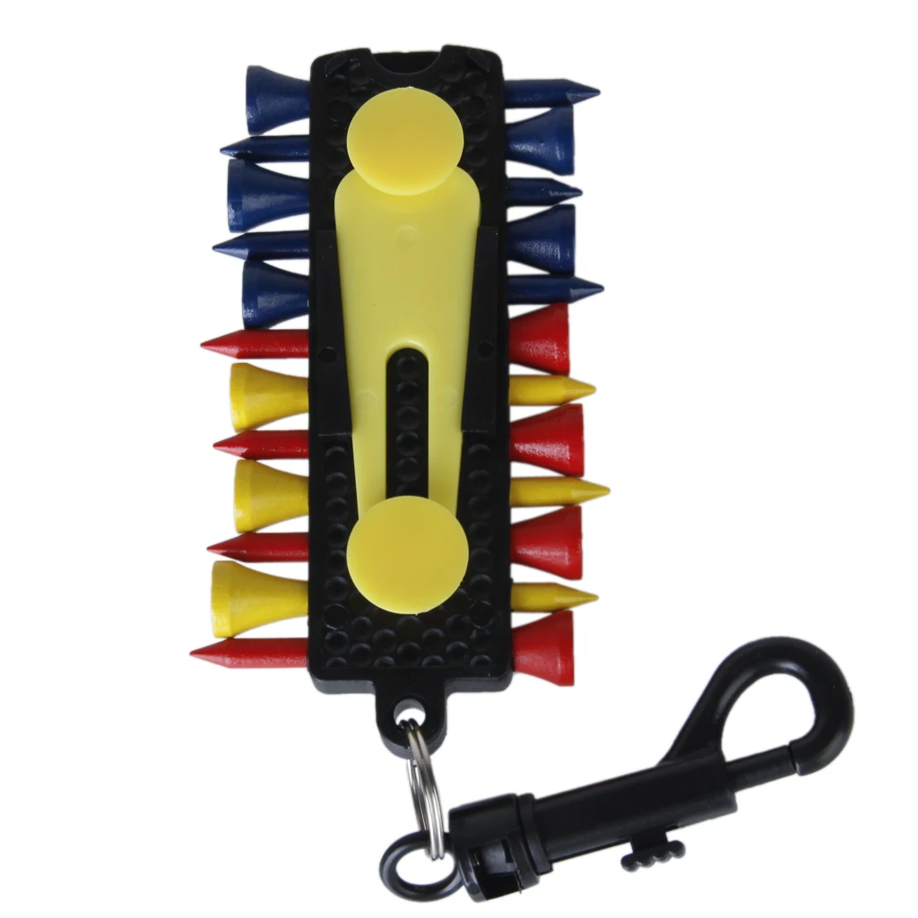 1 set Golf Tee Caddy Keeper Key Chain 12 Tees 2 Ball Markers Divot Tool Pencil Set
