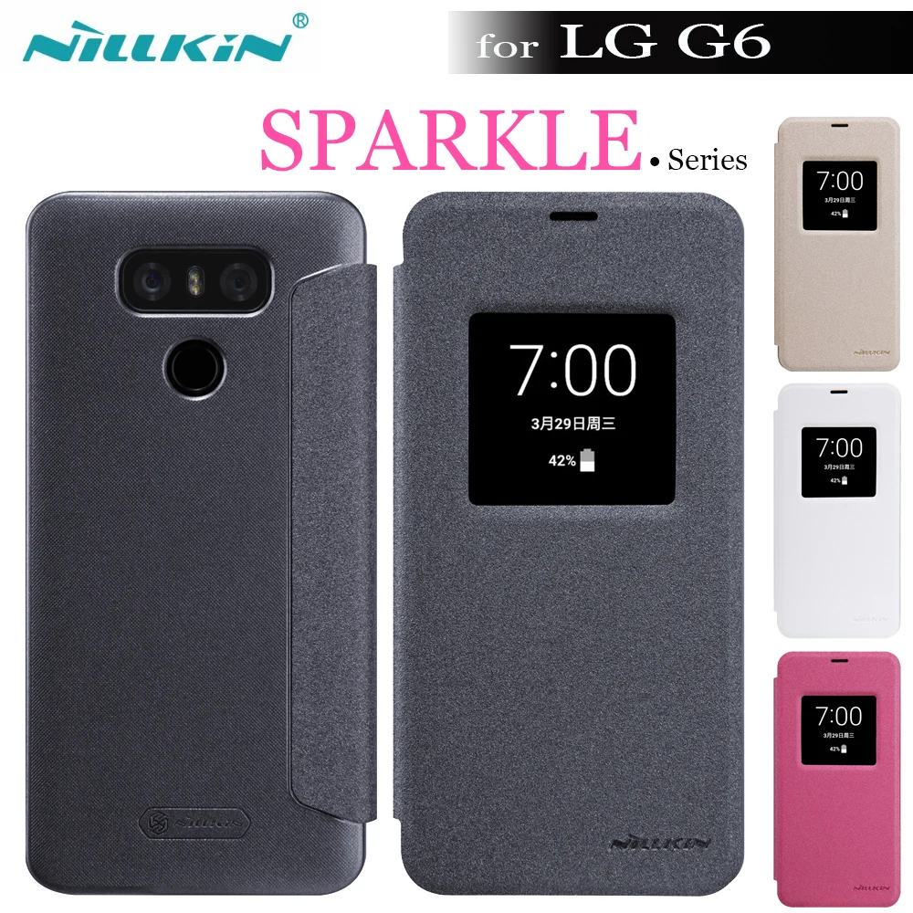 NILLKIN For LG G6 Case Nilkin Sparkle Flip Leather Smart View Sleep Function Phone Cover For