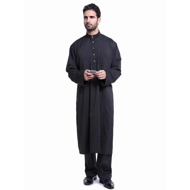 (Shirt+Pant) New long sleeve Islamic Arab Muslim Men shirts Jubba Thobe ...