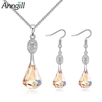 

ANNGILL Brand Crystals from Swarovsk Bridal Jewelry Sets Necklace Earrings Sets Wedding Accessories Costume Jewelry