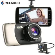 Relaxgo Новый 4 “Мини Видеорегистраторы для автомобилей Двойной объектив видео Регистраторы Автостоянка Камера Full HD 1080 P WDR регистраторы Ночное видение авто черный ящик