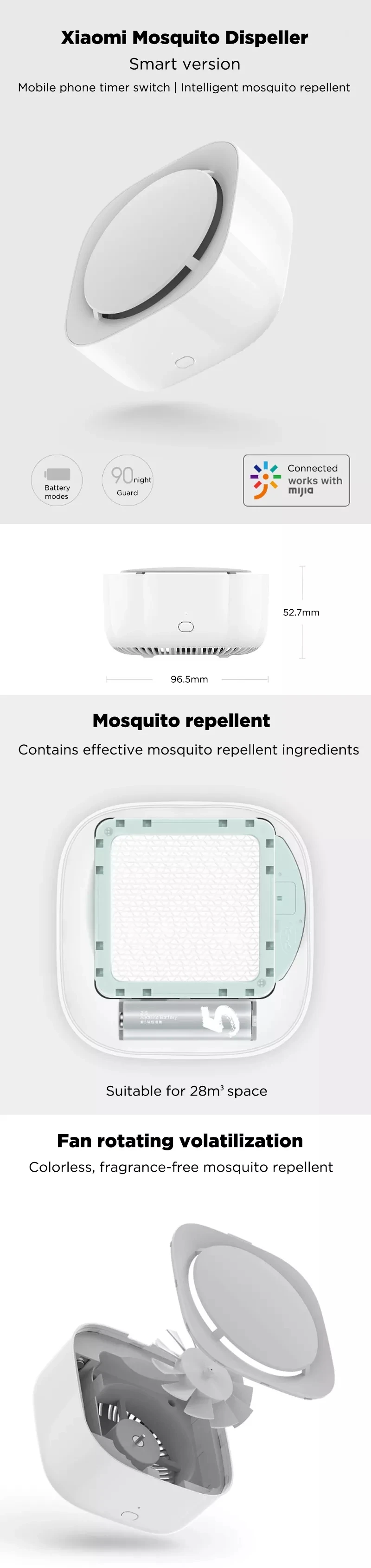 Xiaomi Mijia комаров убийца Функция времени без подогрева привод вентилятора для возгонки насекомых сменный репелленты H15