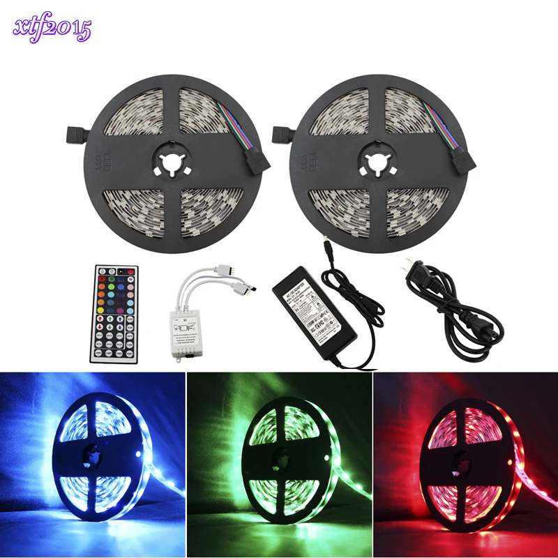 #cheap xtf2015 LED RGB Strip Light 5050 Chip DC12V 60LEDs m Flexible LED Waterproof IR Remote Control Strip Lights 5m lot