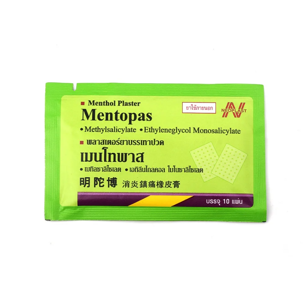 10 шт./пакет Таиланд mentopas воспалительный платырь от боли для боль в мышцах артрита мышечной усталости болеутоляющий