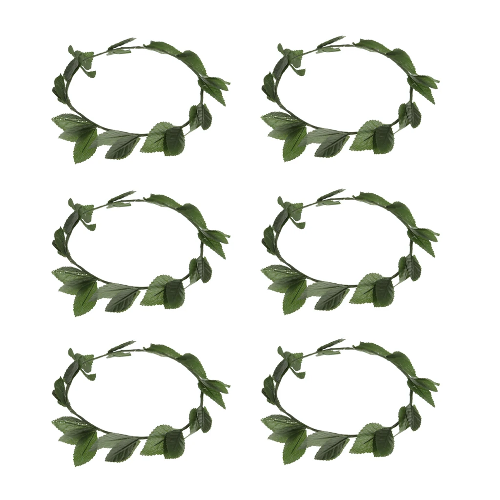6pcs Lot Women Ladies Roman Greek Goddess Green Leaf Laurel Caesar Wreath Headpieces Wedding Hair Accessories