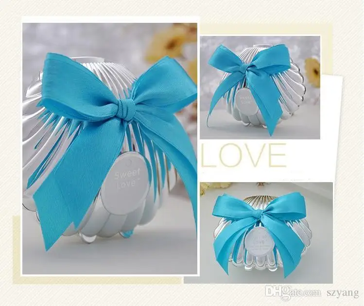 

Sea Shell wedding party favor holder chocolate gift candy boxes with butterfly knot Wedding Party shower Favors gifts