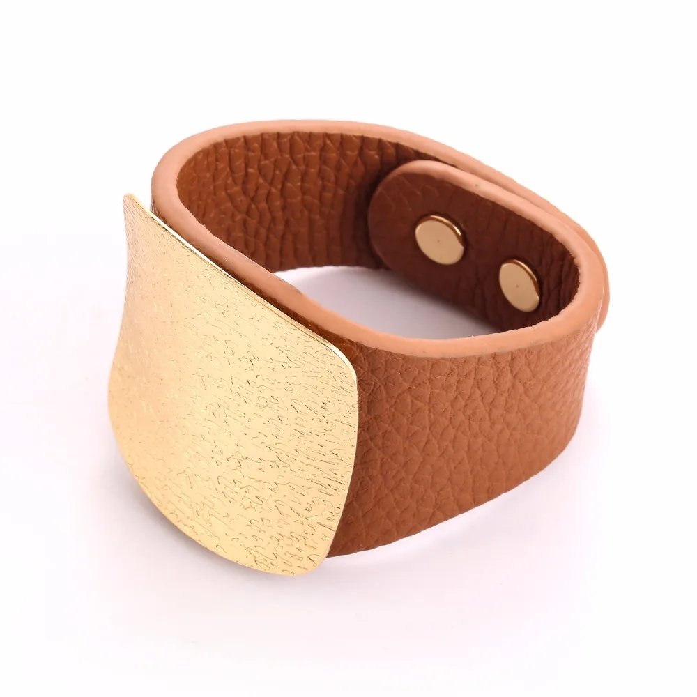 

GrayBirds New Fashion PU Bracelet With Copper Geometric Square Plated For Punk Girls YSB0001